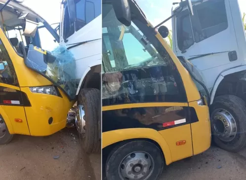 Ônibus escolar e caminhão batem de frente, e acidente deixa 17 feridos em Lagoa de Itaenga