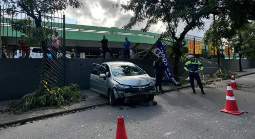 Carro cai de estacionamento de hipermercado na Zona Oeste do Recife