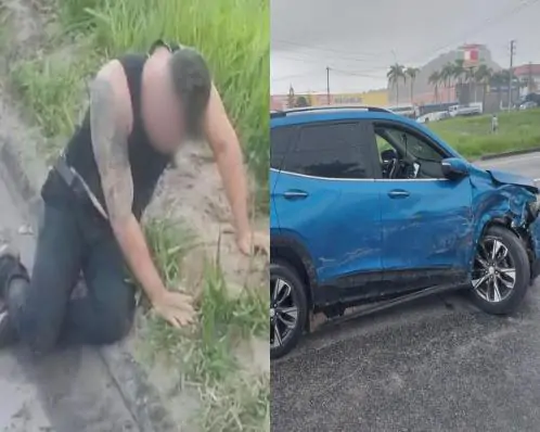 Policial penal é preso alcoolizado após atirar em duas pessoas, atropelar PM e colidir em veículos