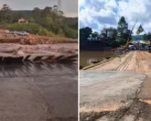 Ponte inaugurada há 2 meses é levada por correnteza no RS