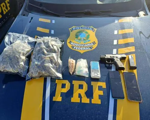 PE: PRF apreende skunk, crack e pistola na BR 101, no Recife