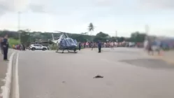 Paciente com traumatismo craniano é removido de helicóptero de Paudalho para Recife