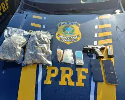 PE: PRF apreende skunk, crack e pistola na BR 101, no Recife